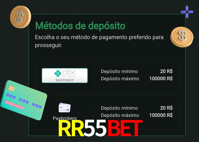 O cassino RR55Bet oferece uma grande variedade de métodos de pagamento